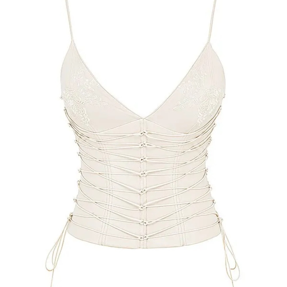 HOUSE OF CB 'Antonella' Off White Vegan Leather Corset NWT - Picture 4 of 7